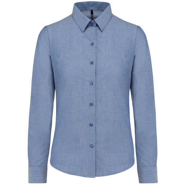 Dames oxford blouse lange mouwen Oxford Cobalt Blue XS