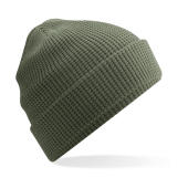 Organic Cotton Waffle Beanie - Olive Green - One Size