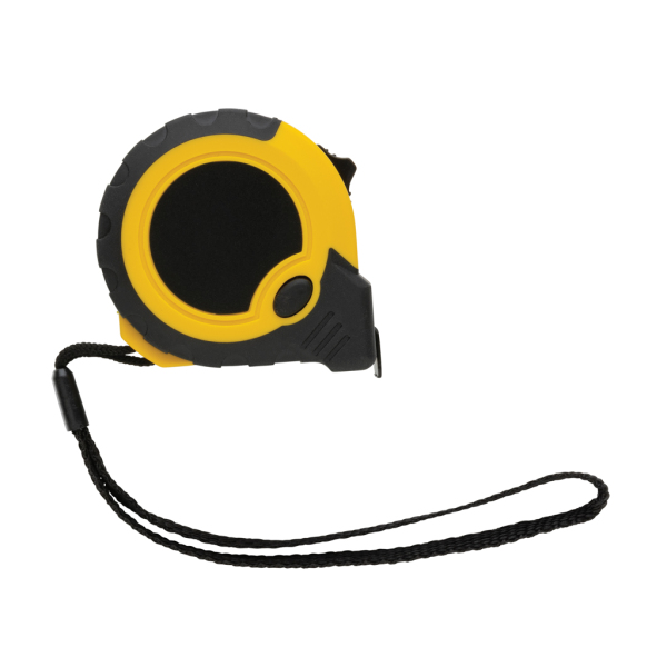 RCS gerecycled plastic 3M/16 mm rolmaat met stopknop, geel, zwart