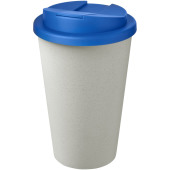 Americano® Eco 350 ml gerecyclede beker met spill-proof deksel - Midden blauw/Wit