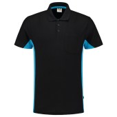Poloshirt Bicolor Borstzak 202002 Black-Turquoise 4XL