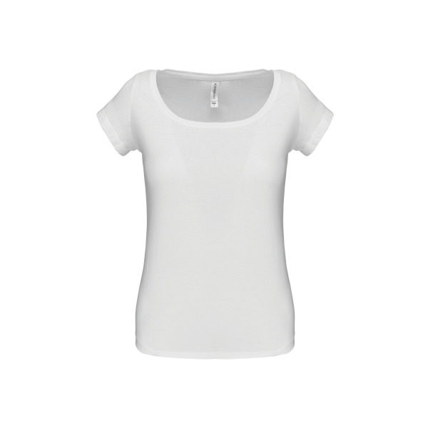 Dames-t-shirt korte mouwen met boothals White 3XL