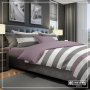 Bed Set Stripe Single beds - Dark Grey / Plum