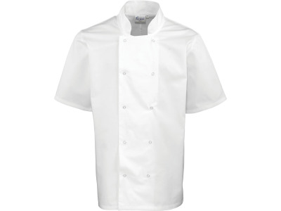 Studded Front Short Sleeve Chef's Jacket