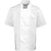 Studded Front Short Sleeve Chef's Jacket White XXL