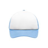 MB071 5 Panel Polyester Mesh Cap for Kids wit/lichtblauw one size