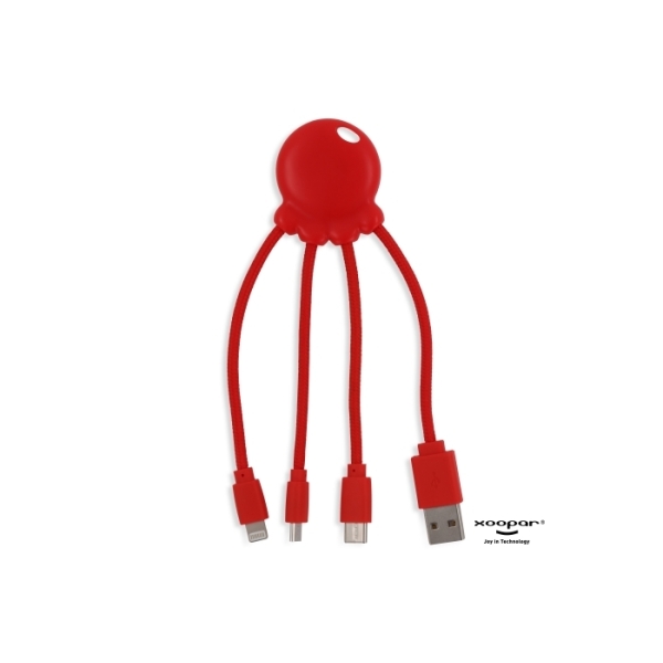 2087 | Xoopar Eco Octopus GRS Charging cable - Rood