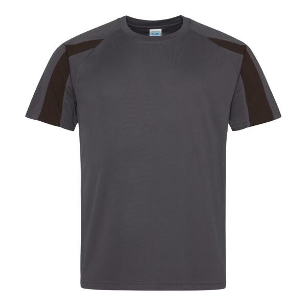 AWDis Cool Contrast Wicking T-Shirt, Charcoal/Jet Black, L, Just Cool