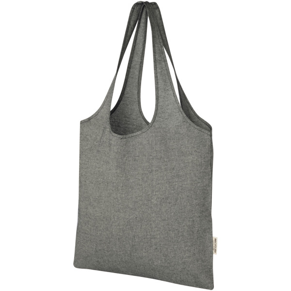 Pheebs 150 g/m² recycled cotton trendy tote bag 7L - Heather black