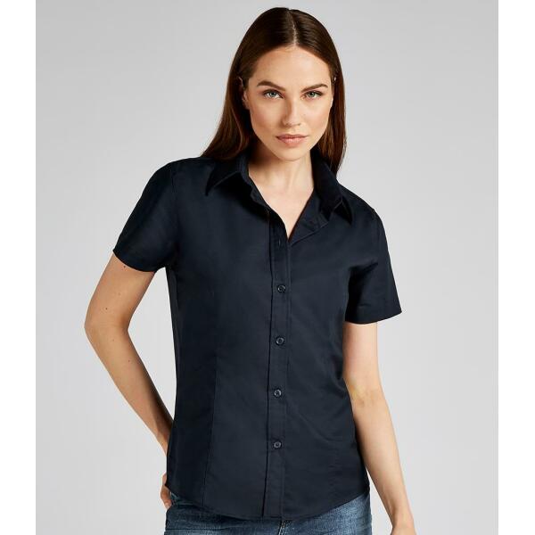 Ladies Short Sleeve Tailored Workwear Oxford Shirt, French Navy, 28, Kustom Kit