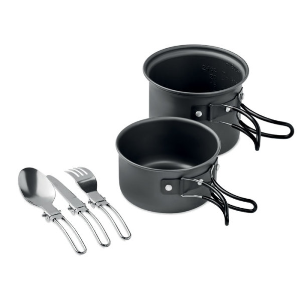 POTTY SET - 2 camping pots with cutlery