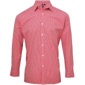 Men's long sleeve microcheck gingham shirt Red S