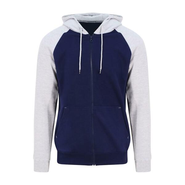 AWDis Baseball Zoodie, Oxford Navy/Heather Grey, L, Just Hoods