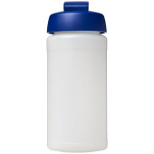 Baseline® Plus 500 ml sportflaska med uppfällbart lock - Transparent/Blå