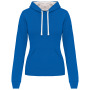 Damessweater met capuchon in contrasterende kleur Light Royal Blue / White XL