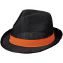 Trilby hoed met lint - Zwart/Oranje