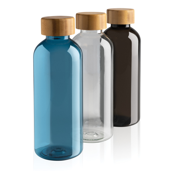 GRS recycled PET fles met bamboe dop, zwart
