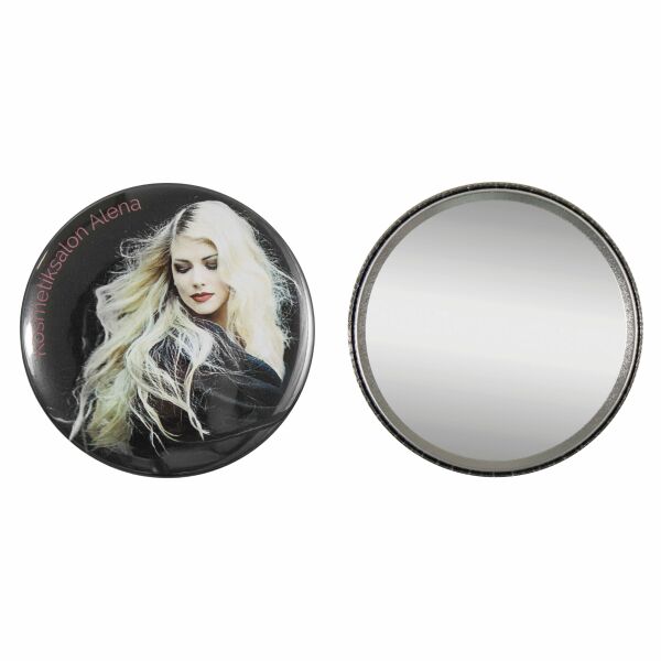 Button mit Spiegel 75 mm Weiß
