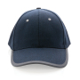 Impact AWARE™ 6 panel 280gr recycled katoen cap met bies, donkerblauw