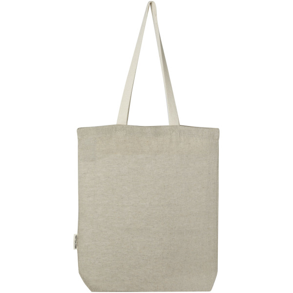 Pheebs 150 g/m² recycled cotton tote bag with front pocket 9L - Heather natural