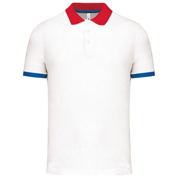 Heren-sportpolo White / Red / Sporty Royal Blue 3XL