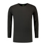 L&S T-shirt Crewneck cot/elast LS for him dark grey S