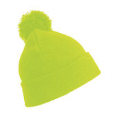 Junior Pom Pom Beanie - Fluorescent Yellow - One Size