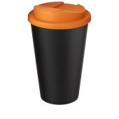 Americano® Eco 350 ml krus med spildsikkert låg, fremstillet af genanvendte materialer - Orange/Ensfarvet sort