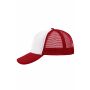 MB070 5 Panel Polyester Mesh Cap - white/red - one size
