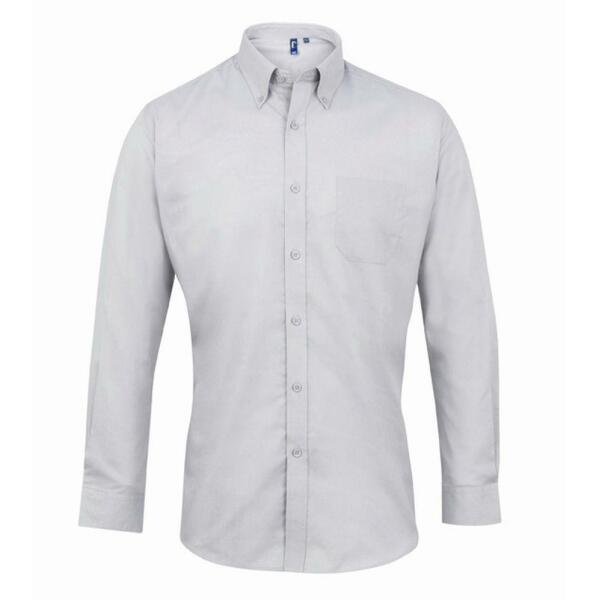 Signature Long Sleeve Oxford Shirt, Silver, 18.5, Premier