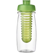 H2O Active® Pulse 600 ml drikkeflaske med fliplåg & infuser - Transparent/Limefarvet
