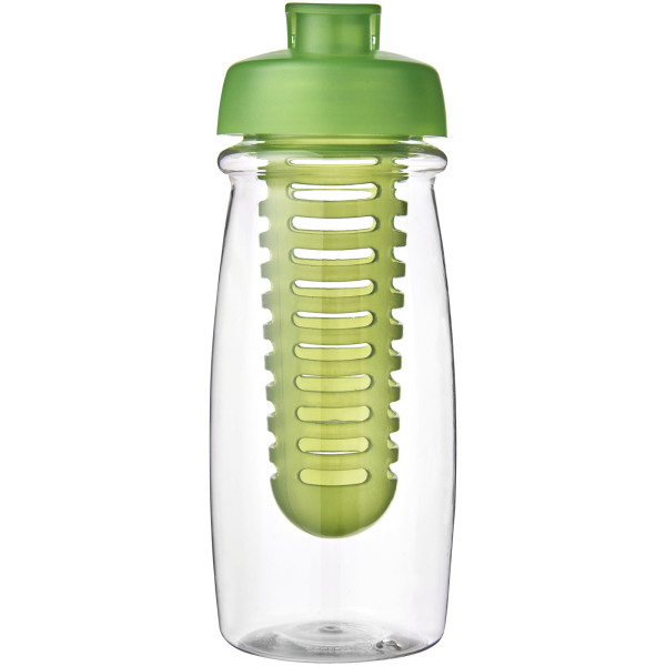H2O Active® Pulse 600 ml flip lid sport bottle & infuser - Transparent/Lime