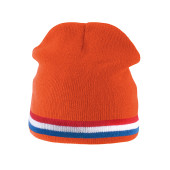 Beanie with contrasttwo-tone band Orange / Red / White / Cobalt Blue One Size