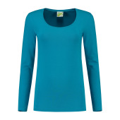 L&S T-shirt Crewneck cot/elast LS for her turquoise XXL