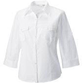 Ladies' Roll Sleeve Shirt - 3/4 Sleeve White XS