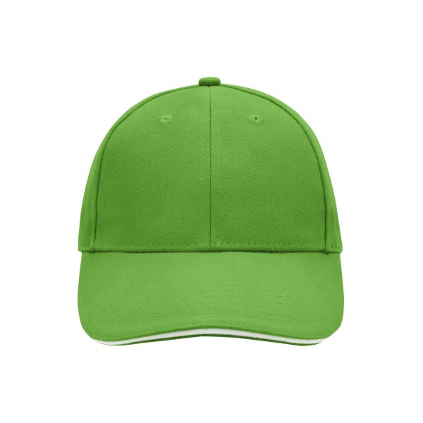 MB024 6 Panel Sandwich Cap - lime-green/white - one size
