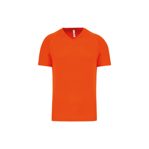 Heren-sport-t-shirt V-hals Fluorescent Orange XS
