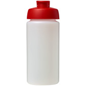 Baseline® Plus grip 500 ml sportflaska med uppfällbart lock - Transparent/Röd