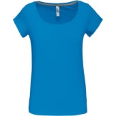 Dames-t-shirt korte mouwen met boothals Tropical Blue M
