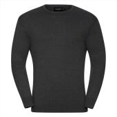 RUS Men Crew Neck Knitted Pullover, Charcoal Marl, XS