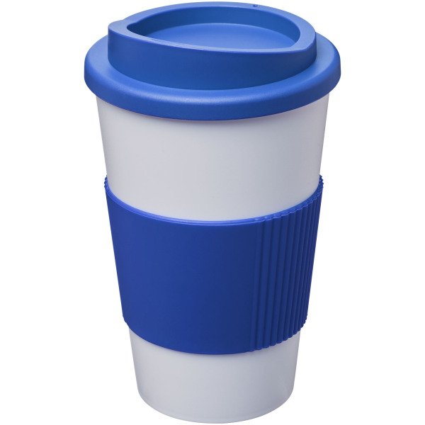 Americano® 350 ml insulated tumbler with grip - White/Mid blue