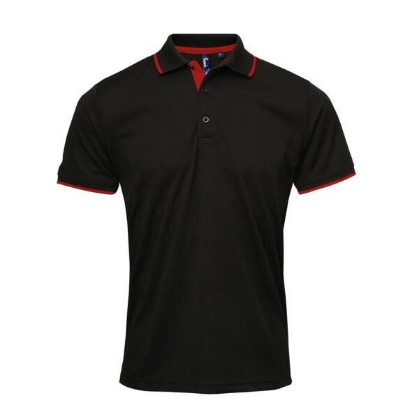 Contrast Coolchecker® Piqué Polo Shirt, Black/Red, XXL, Premier