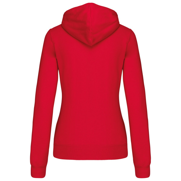 Damessweater met rits en capuchon in contrasterende kleur Red / White S