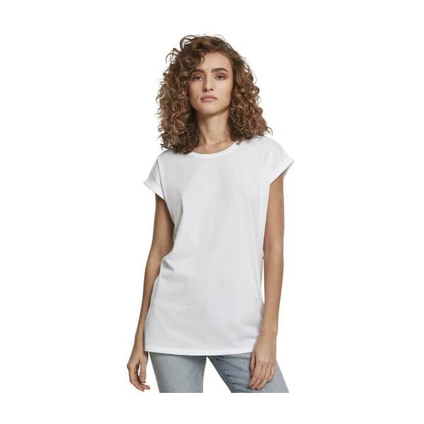 LADIES ORGANIC EXTENDED SHOULDER TEE, WHITE, L, BUILD YOUR BRAND