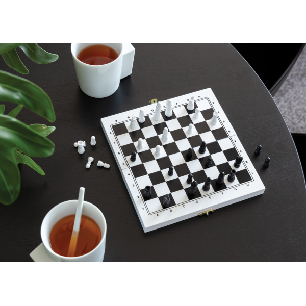 Luxe 3-in-1 bordspel in houten doos, wit