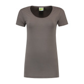 L&S T-shirt Crewneck cot/elast SS for her pearl grey L