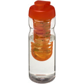 H2O Active® Base 650 ml sportfles en infuser met flipcapdeksel - Transparant/Oranje