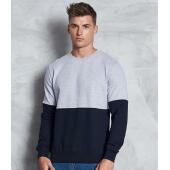 AWDis Colour Block Sweatshirt, Heather Grey/New French Navy, L, Just Hoods
