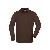 Men's Workwear Polo Pocket Longsleeve - brown - XS