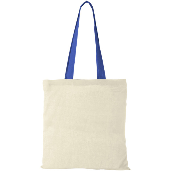 Nevada 100 g/m² cotton tote bag coloured handles 7L - Natural/Royal blue